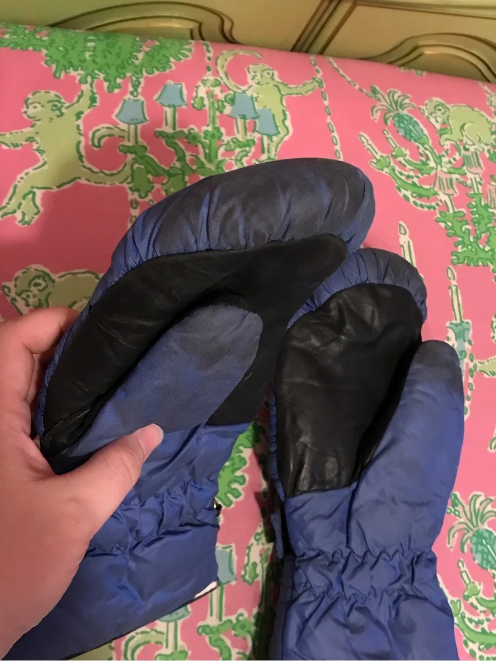 Vintage Emmegi Blue lined Ski Mittens women’s size large 8